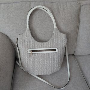 Patricia Nash Delaney Cable Knit And Leather Satchel Bag
